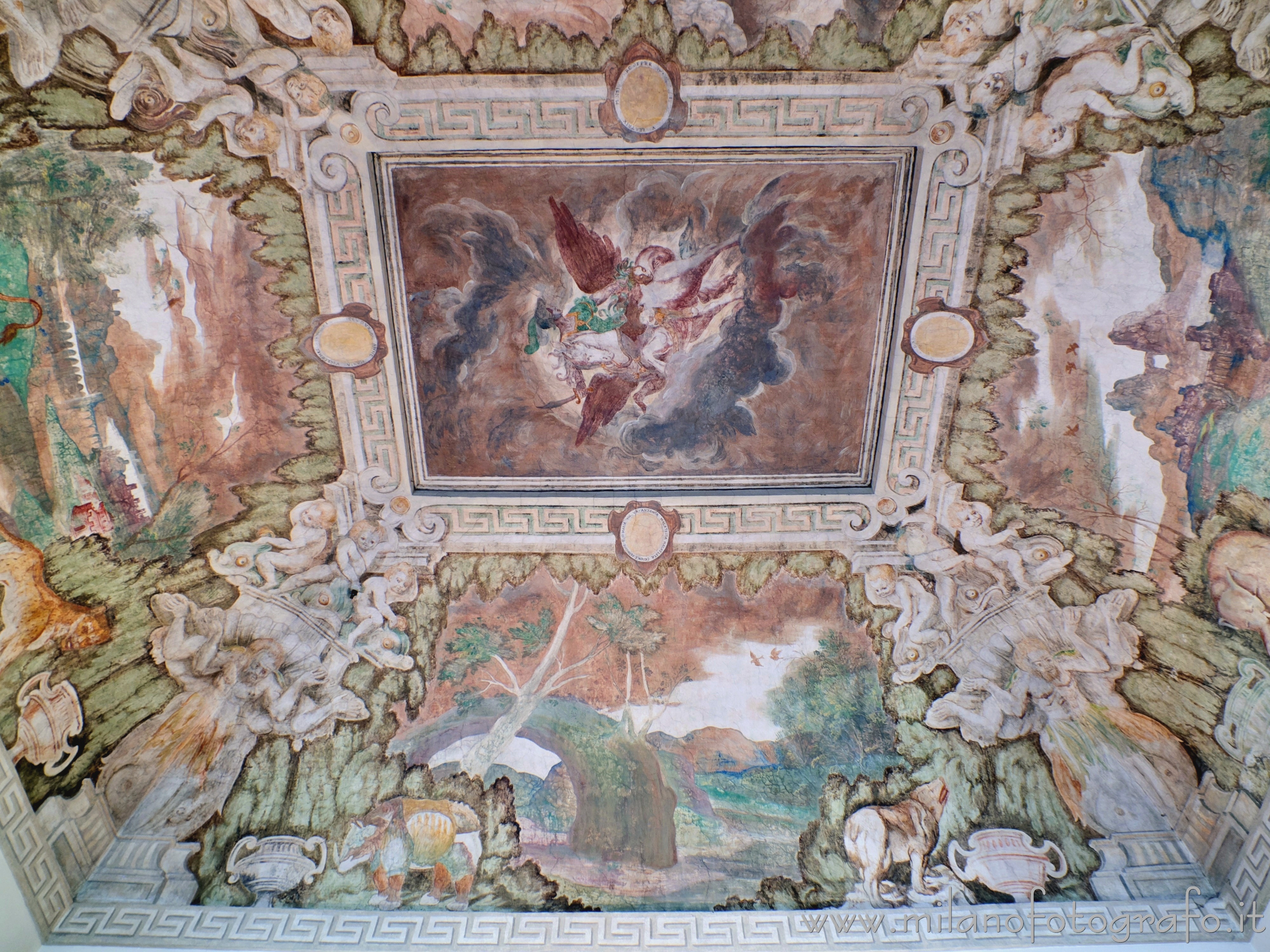 Cavenago di Brianza (Monza e Brianza, Italy) - Ceiling of the Hall of the Fountains in Palace Rasini